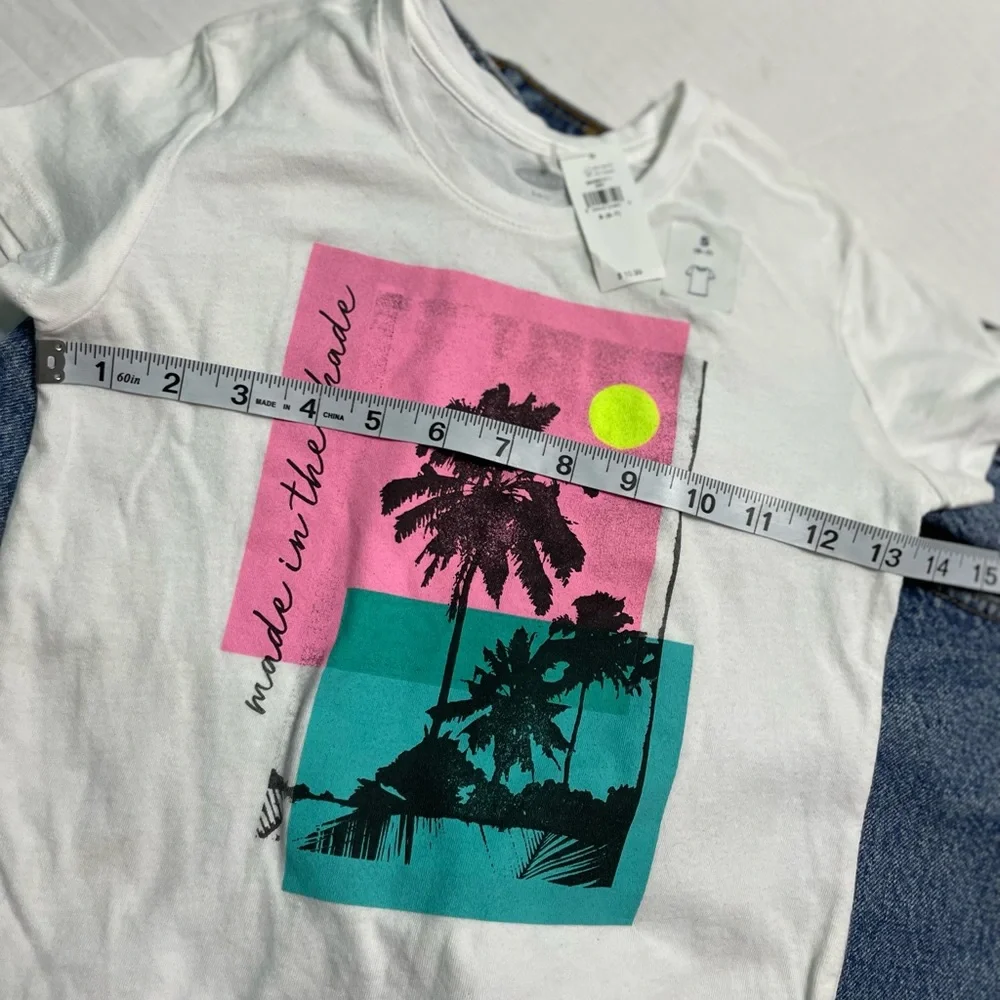 Graphic Crew-Neck Tee for Girls Made in the Shade NWT PALM TREE size 6-7 (S)